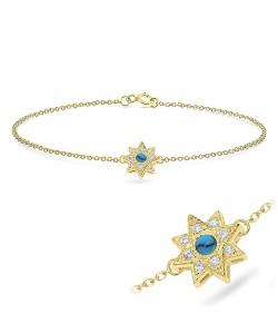 Star Shape with Turquoise and CZ Bracelet BRS-543-GP